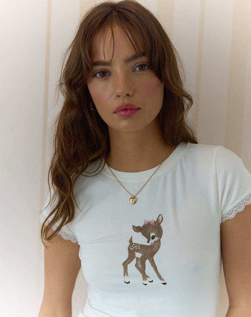Afbeelding van Izzy Top in Off White Hertenprint