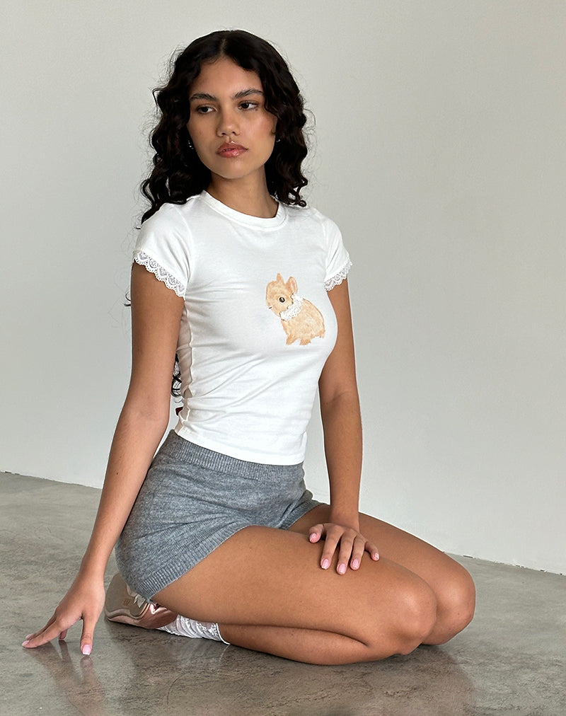 Afbeelding van Izzy Top in Off White met Konijnenprint