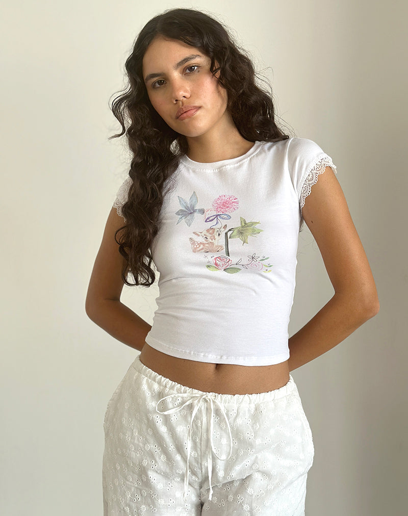 Izzy Top in Wit Bloemenbosje