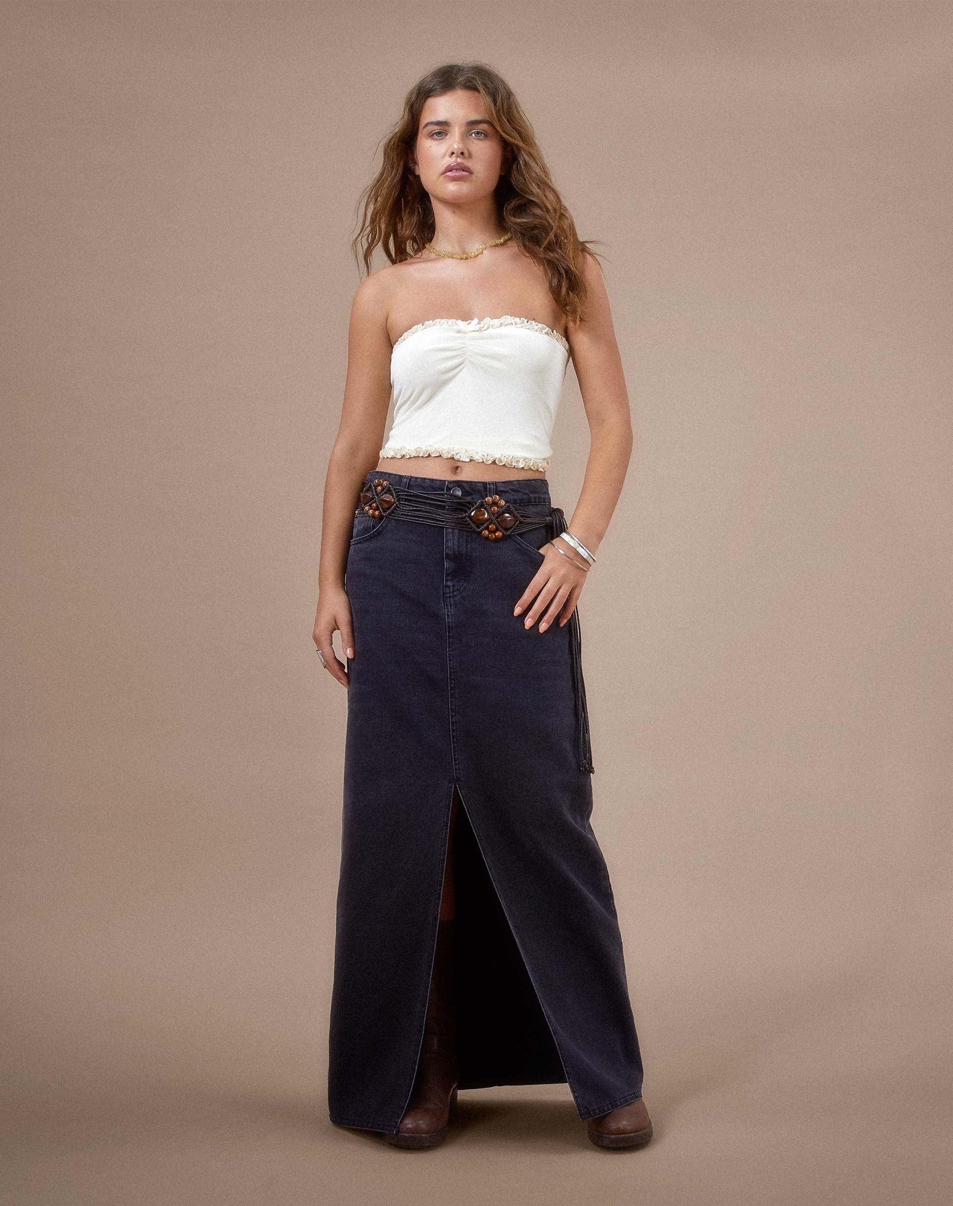 Afbeelding van Jachai Bandeau Top met Franjesdetail in Off White