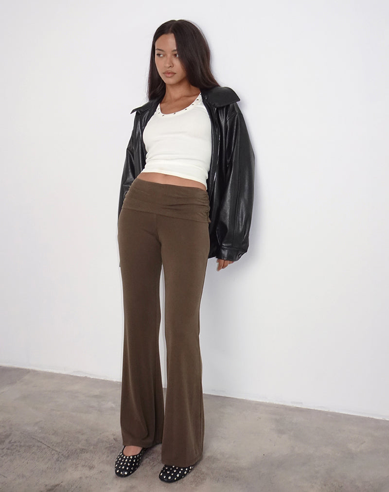 Afbeelding van Jacita Low Rise Flared Broek in Bittere Chocolade