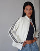 Afbeelding van Jacquie Zip Up Jacket in PU-crème met bruine streep
