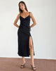 Afbeelding van Jacy Ruffle Midi Dress in Mesh Black