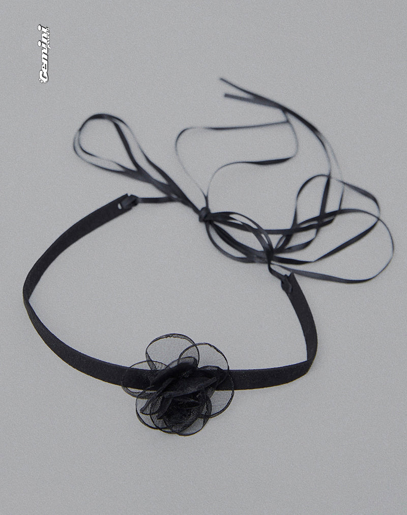 Afbeelding van Jada Zwarte Roos Choker Ketting door Gemini Jewels