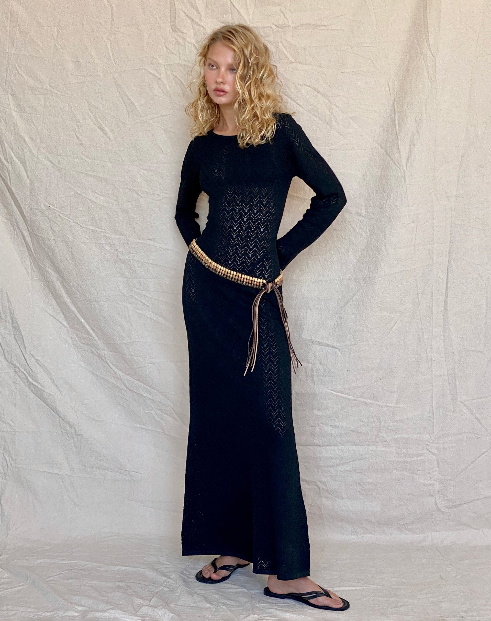 Afbeelding van Jadie Open Back Maxi Dress in Zwart