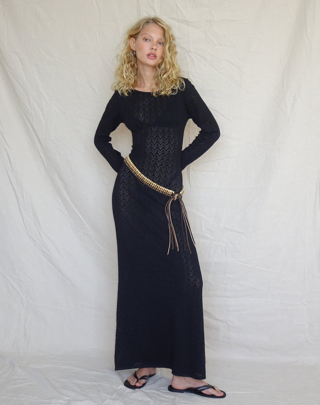 Jadie Open Back Maxi Dress in Zwart