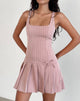 Afbeelding van Jadzia Drop Waist Mini Dress in Blush Pinstripe