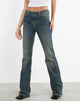 Afbeelding van Gerafelde jeans met lage taille in bruin en blauw Acid