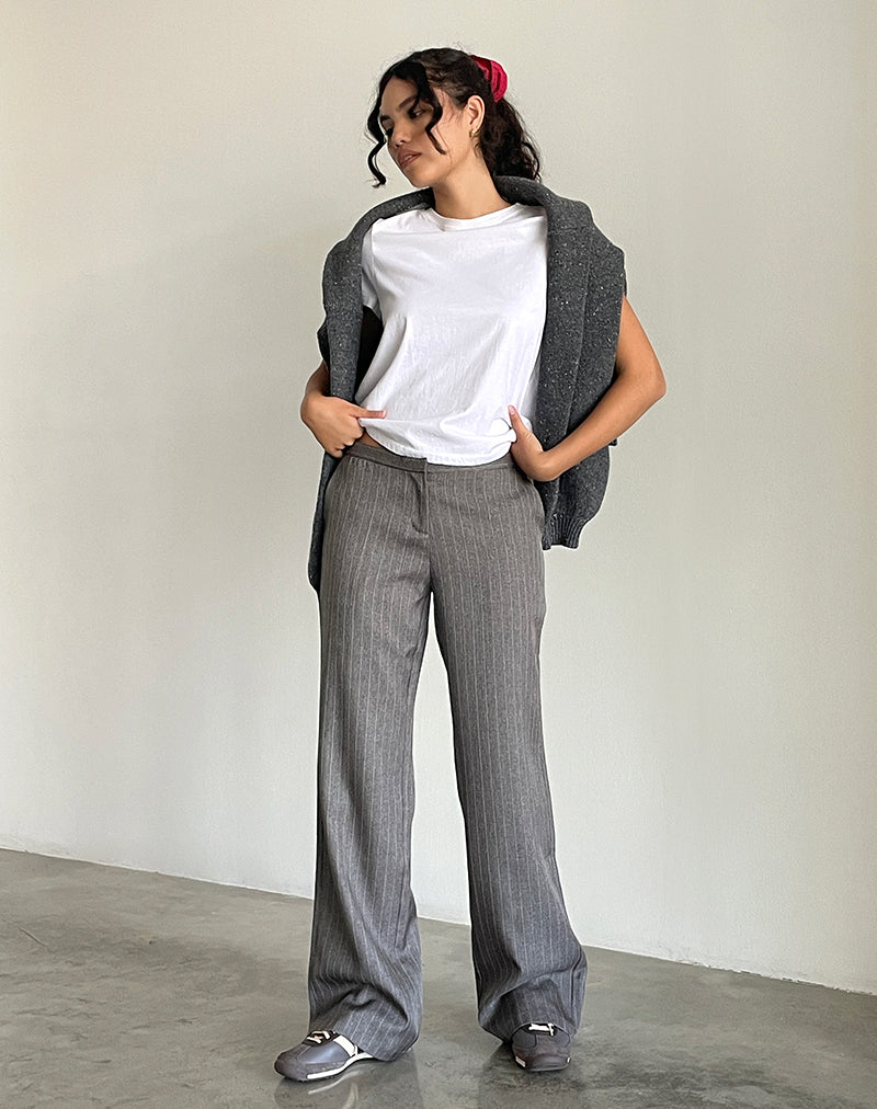Jaliba Slim broek in grijs krijtstreep Tailoring