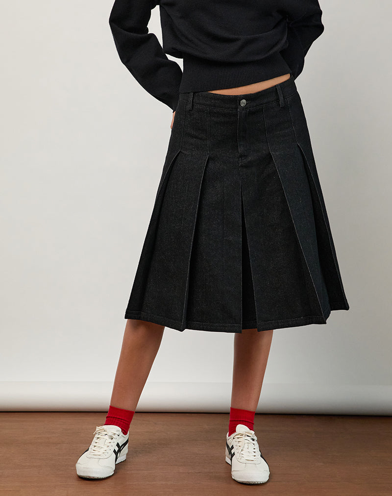 Sanjani Midi rok in donker chambray