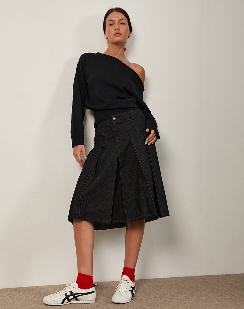 Afbeelding van Jalira Asymmetrische Cinch-trui in Stripe Zwart