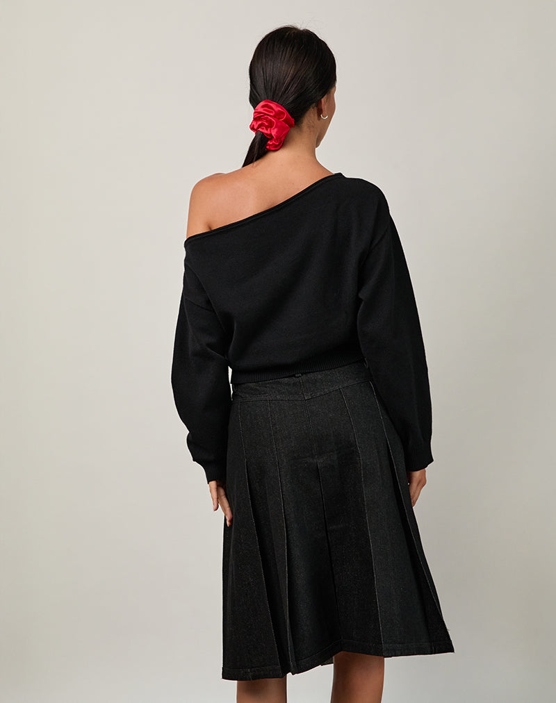 Afbeelding van Jalira Asymmetrische Cinch-trui in Stripe Zwart