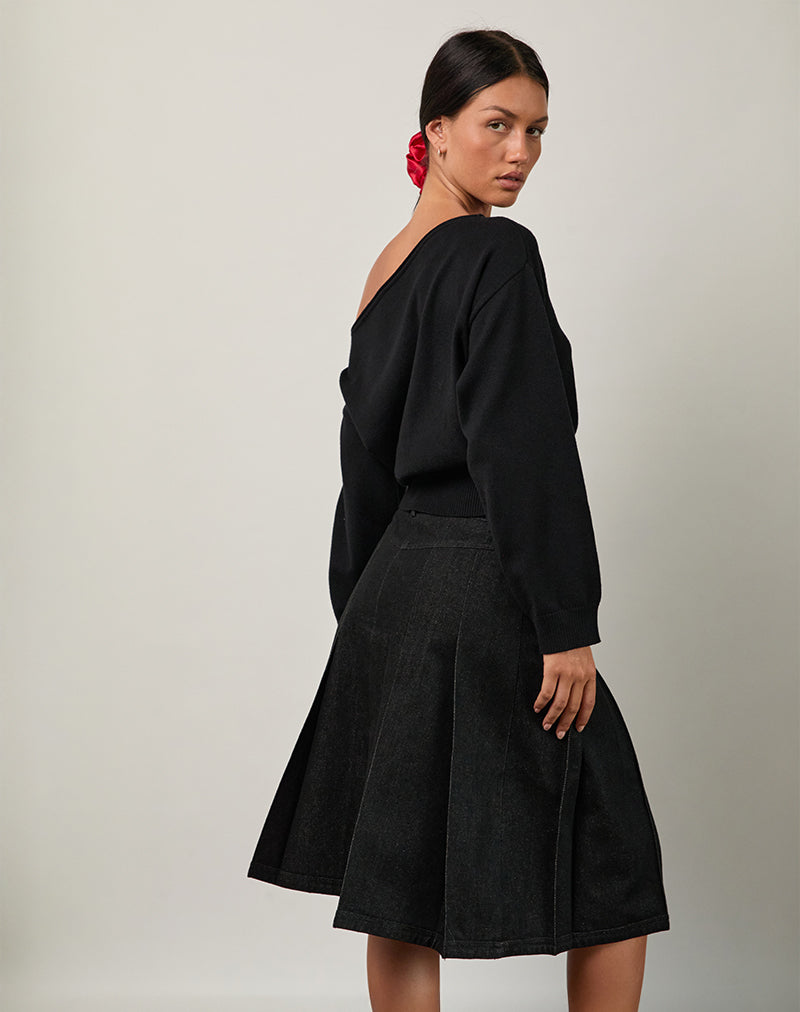 Afbeelding van Sanjani Midi rok in donker chambray