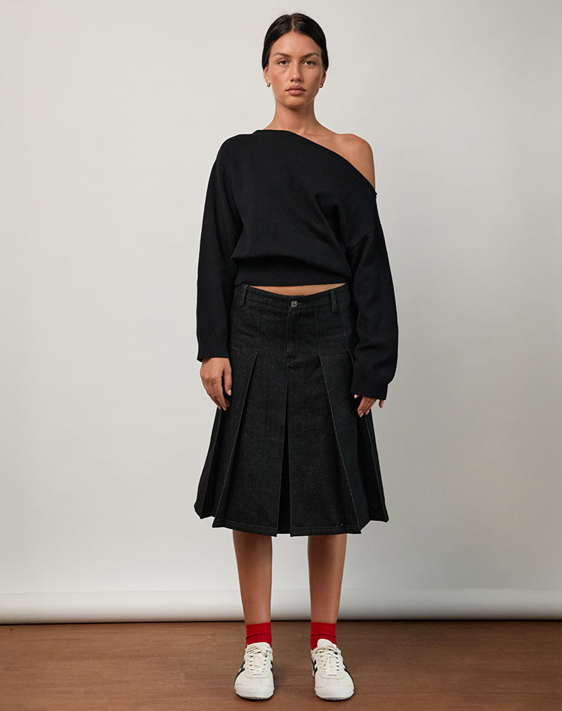 Jalira Asymmetrische Cinch-trui in Stripe Zwart