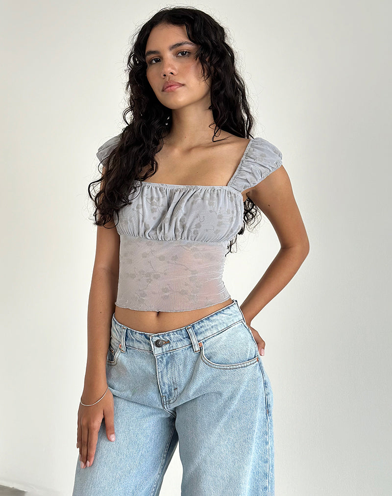 Jamet Top in Flock Chic Petals Grijs