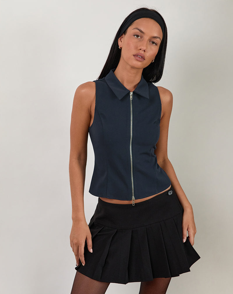 Janae Vest Top in Getailleerd Navy