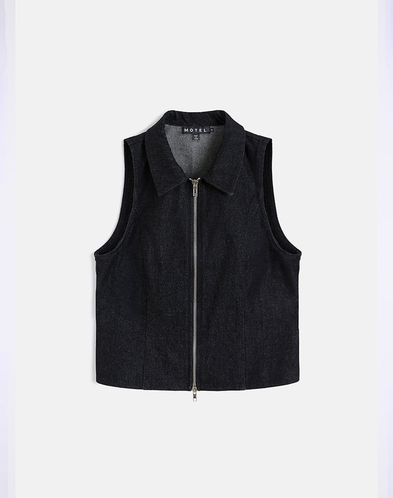Afbeelding van Janae Vest in Denim Black Wash