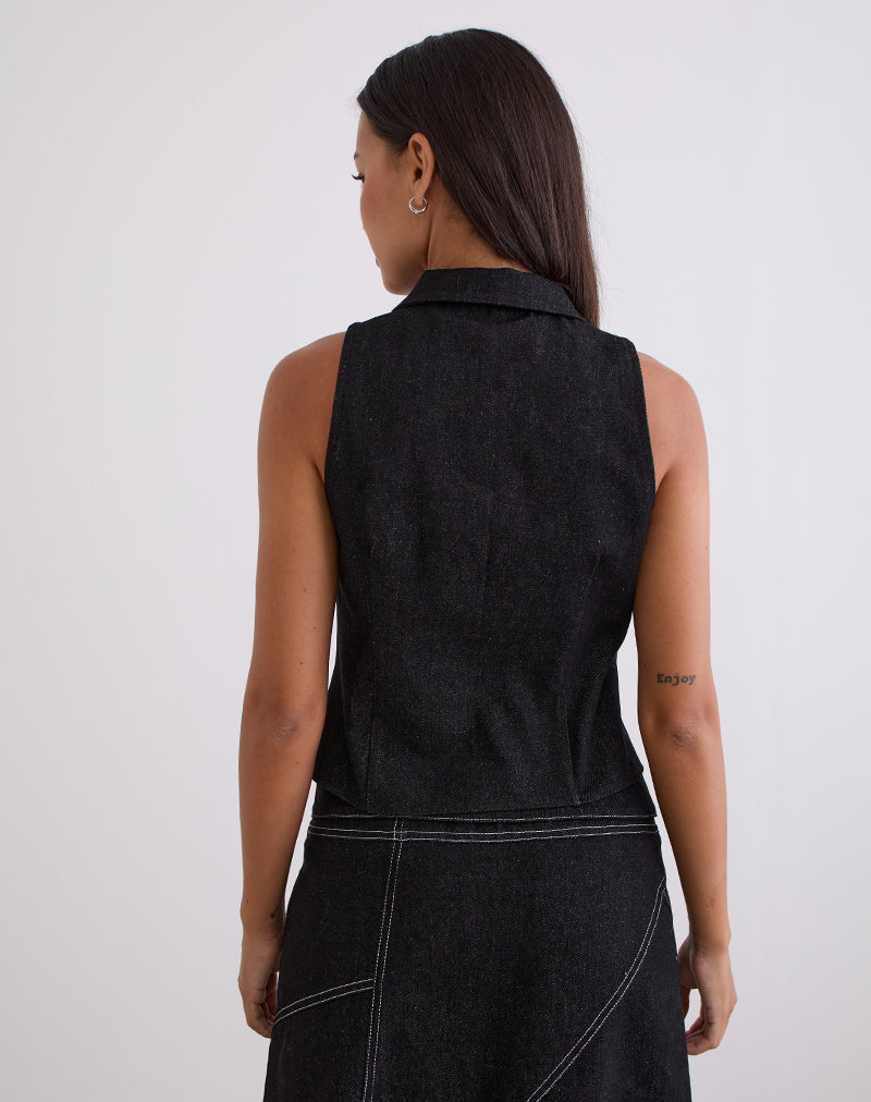 Afbeelding van Janae Vest in Denim Black Wash