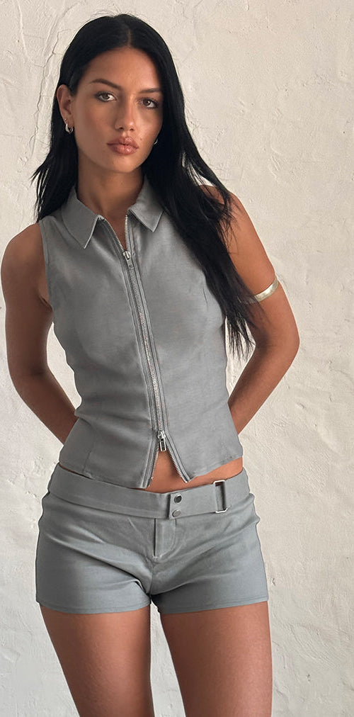 Afbeelding van Janae Vest Top in Stretch Tailoring Grijs