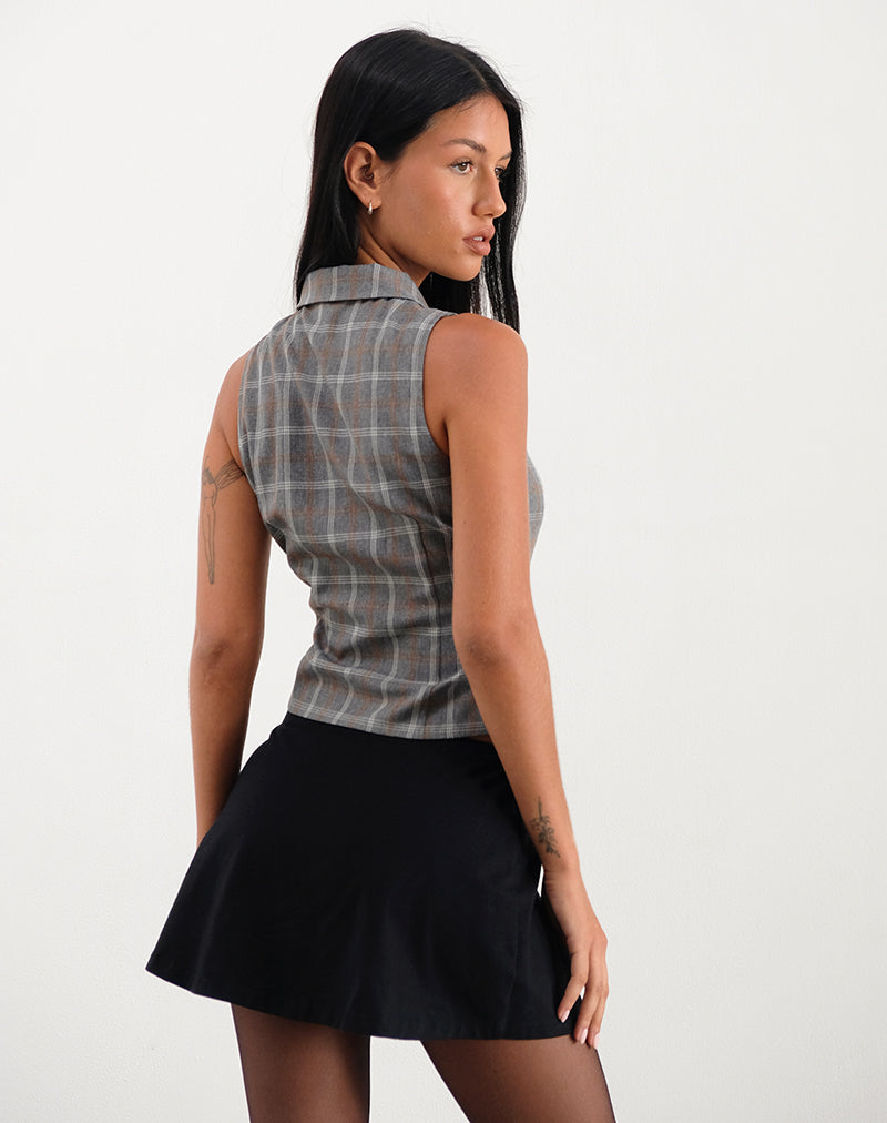 Afbeelding van Janae Zip Vest Top in Grijs Ruitje