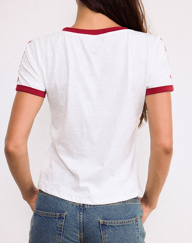 Afbeelding van Janan Top in Off White met Adrenaline Red Binding
