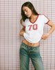 Afbeelding van Janan Top in Off White met Adrenaline Red Binding