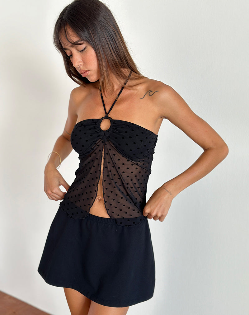 Afbeelding van Janar Haltertop in Basic Polka Flock Zwart