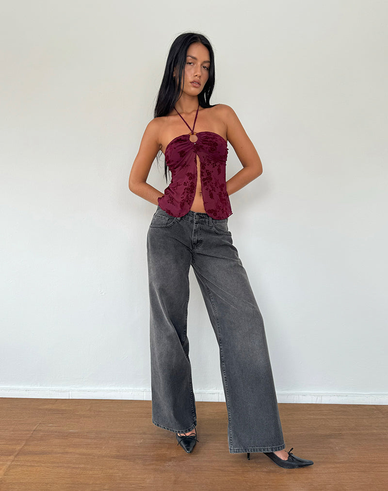 Afbeelding van Janar Top in Botanical Flower Maroon
