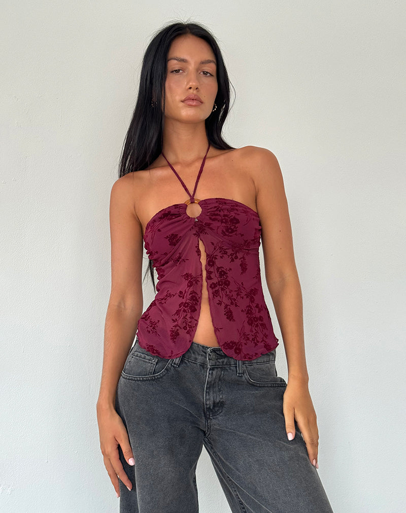 Afbeelding van Janar Top in Botanical Flower Maroon