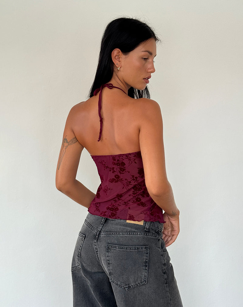 Afbeelding van Janar Top in Botanical Flower Maroon