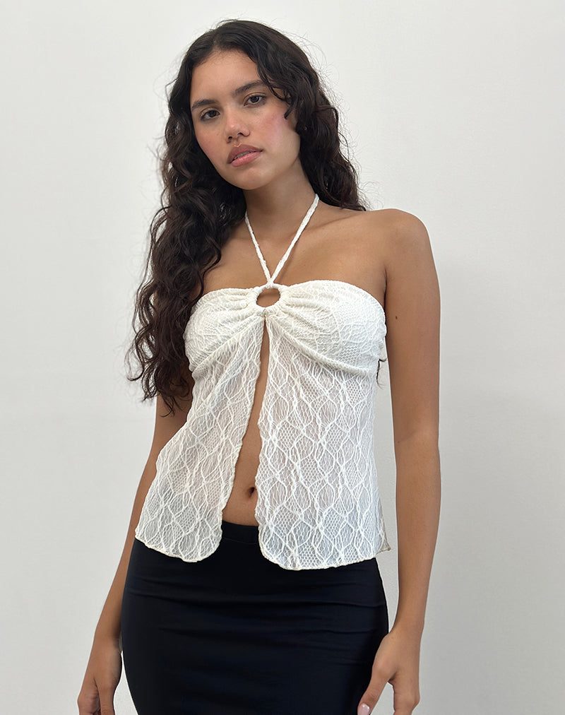Afbeelding van Janar Haltertop in Textured Ivory