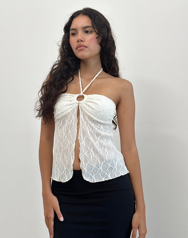 Afbeelding van Janar Haltertop in Textured Ivory