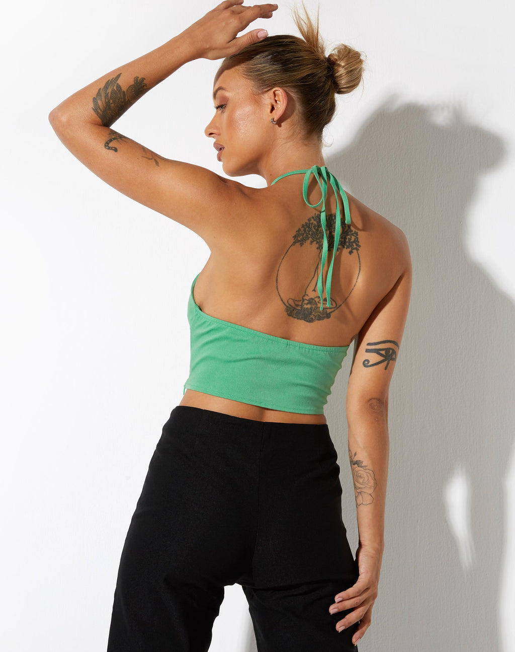 Janli Crop Top in Getailleerd groen