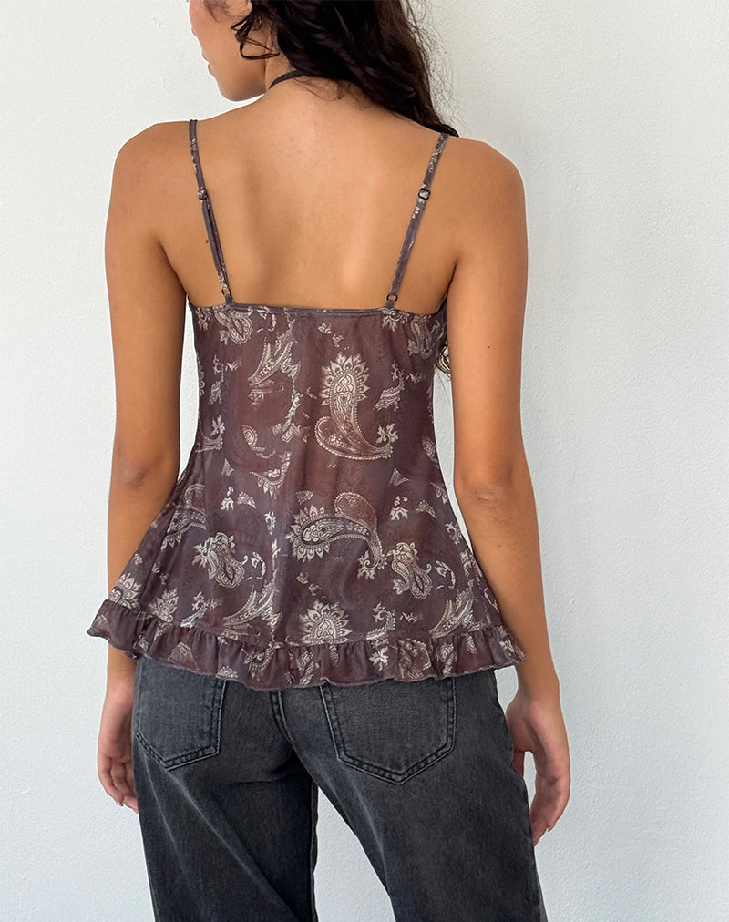 Afbeelding van Jaraga Vlinder Top in Ton-sur-ton zwart Paisley
