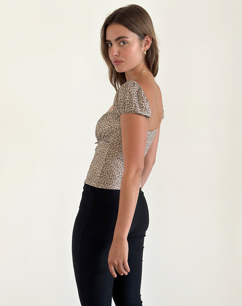 Afbeelding van Jarji Blouse in Dainty Leopard Lichtbruin