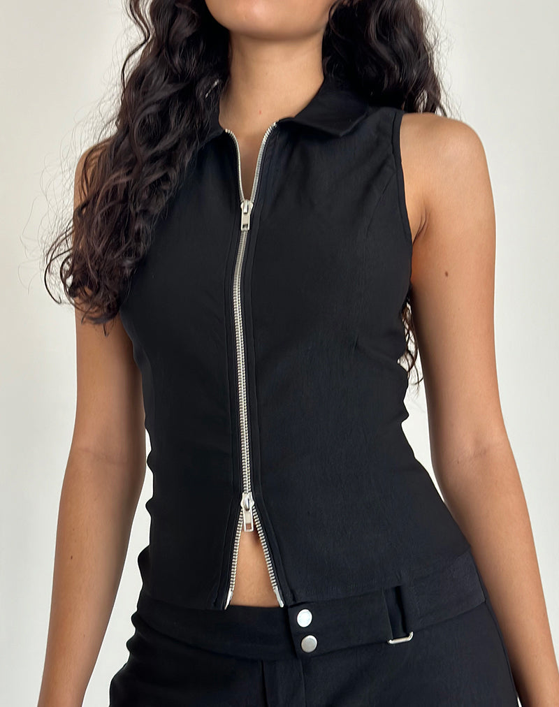 Afbeelding van Janae Vest Top in Stretch Tailoring Zwart