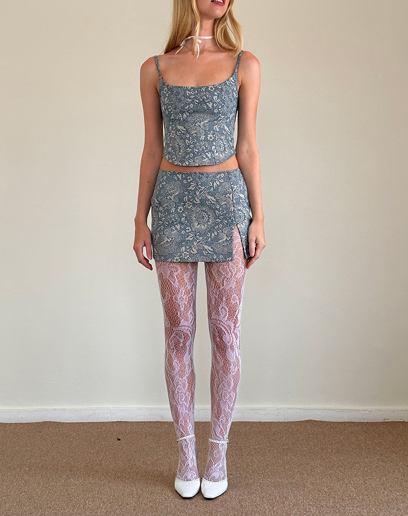 Afbeelding van Pravara minirok in blauwe ornamentprint