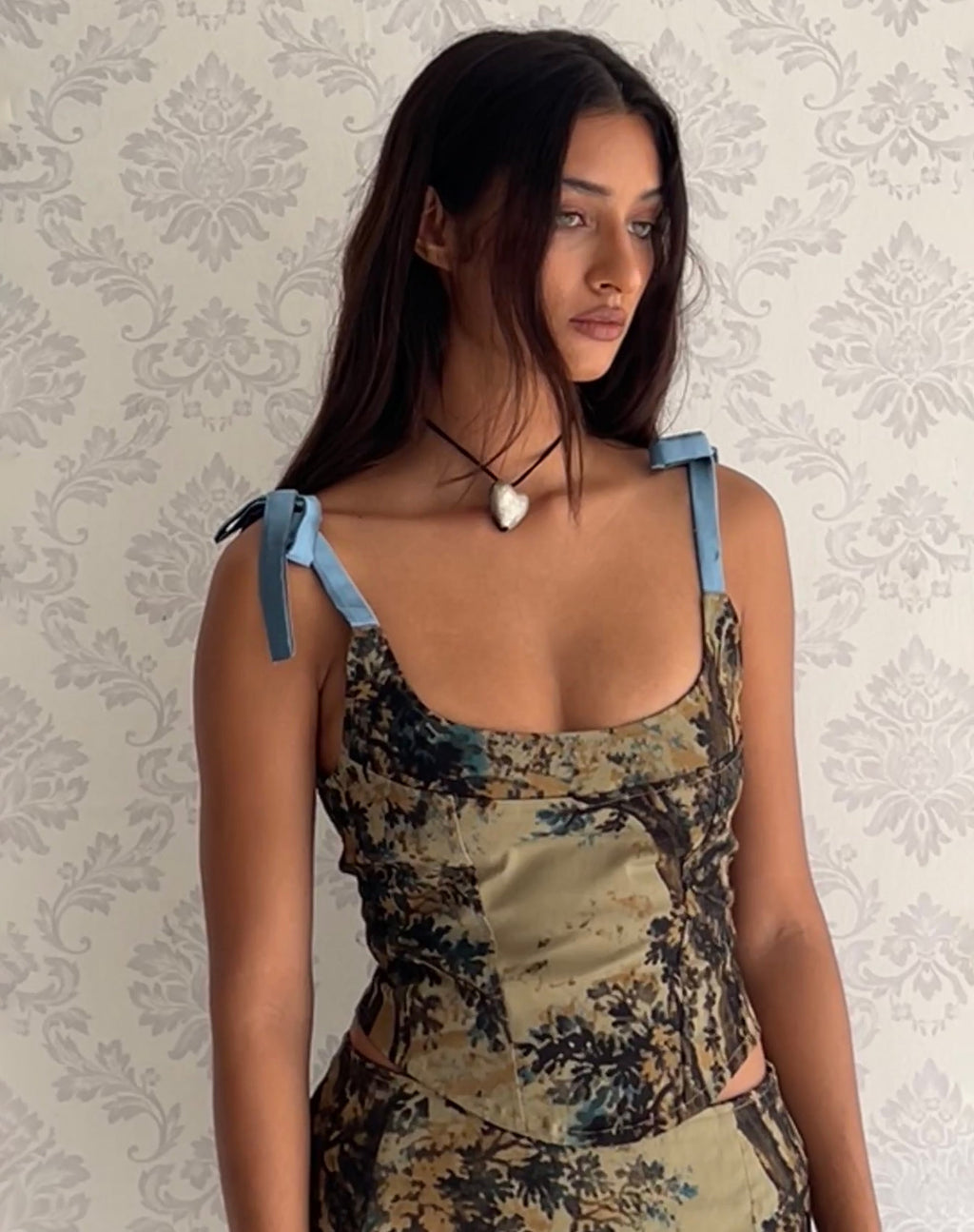 Jatmi Corset Top in Bruin Woud Tapestry