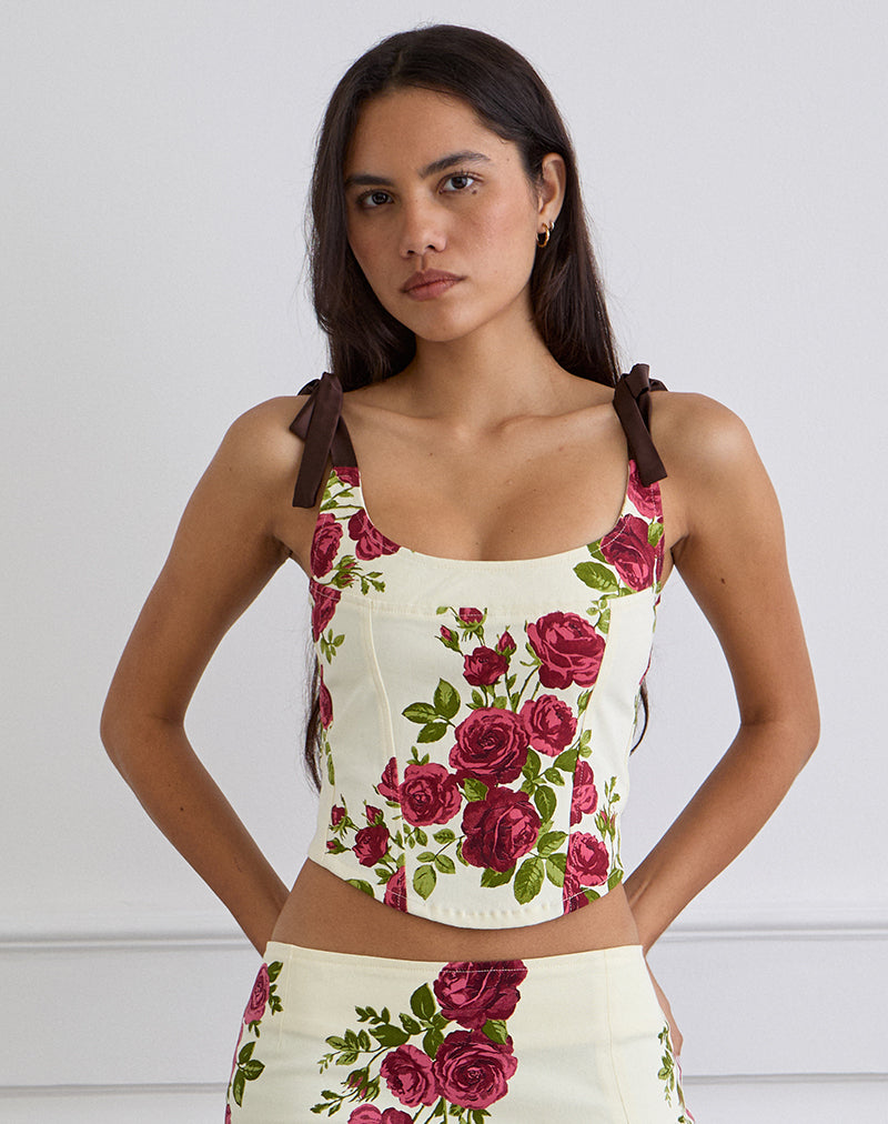 Jatmi Corset Top in Boeket Rozen Crème