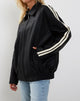 Afbeelding van Javana Zip Up Jas in PU Zwart met Beige Streep