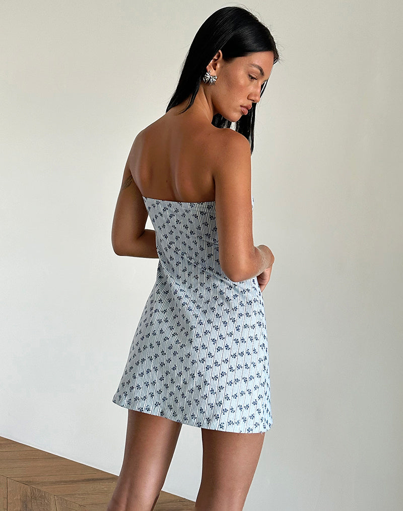 Afbeelding van Javaya Bandeau Mini Dress in Bloemenstreep