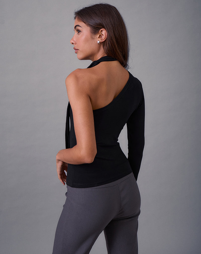 Afbeelding van Jayahe Top met één mouw in Rayon Jersey Zwart