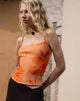 Afbeelding van Jefita Cami Top in aquarel Hibiscus Oranje