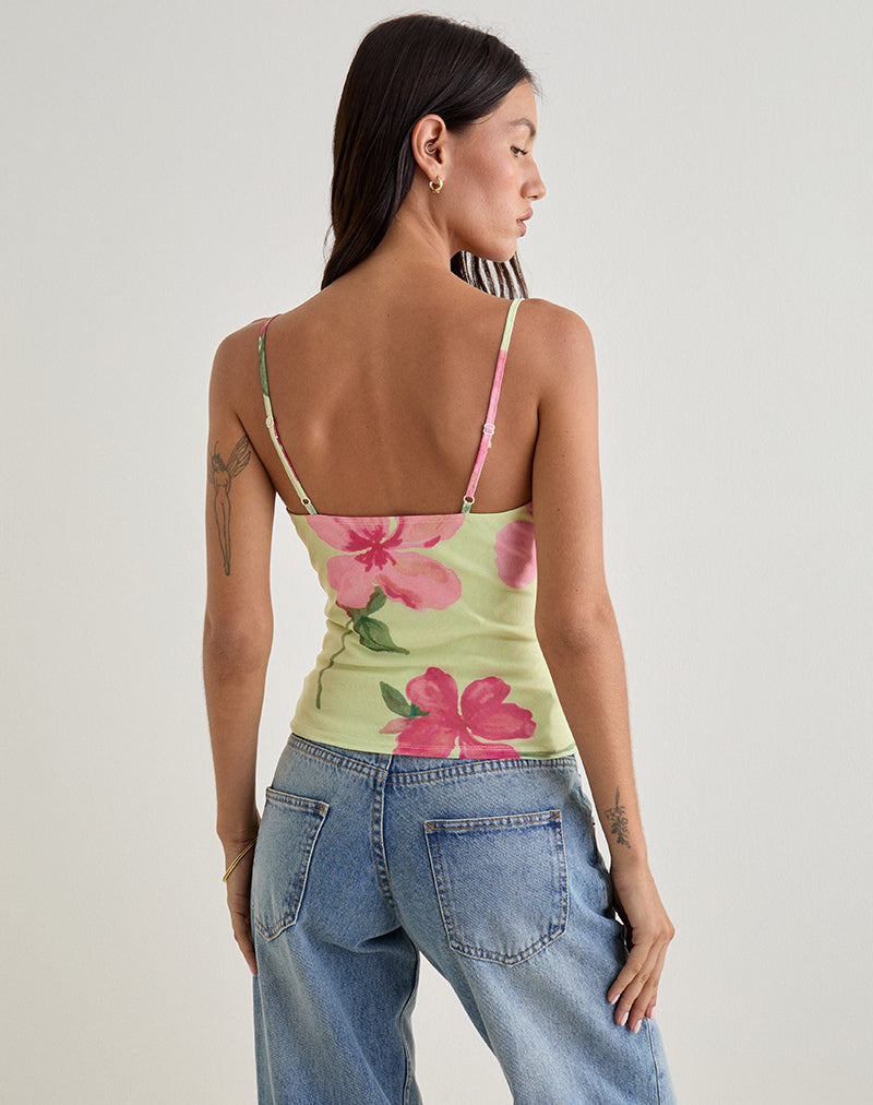 Afbeelding van Jefita Cami Top in aquarel Hibiscus Geel