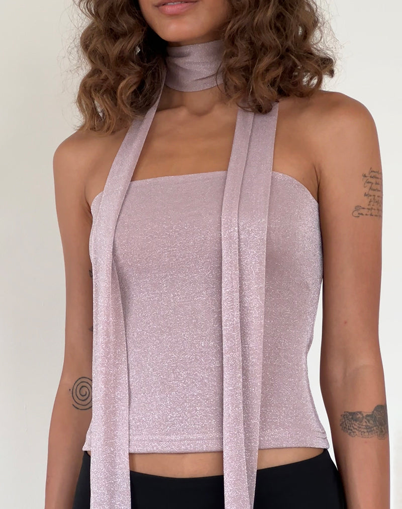 Jeldia Bandeau Top en Sjaal Set in Roze Glinstering