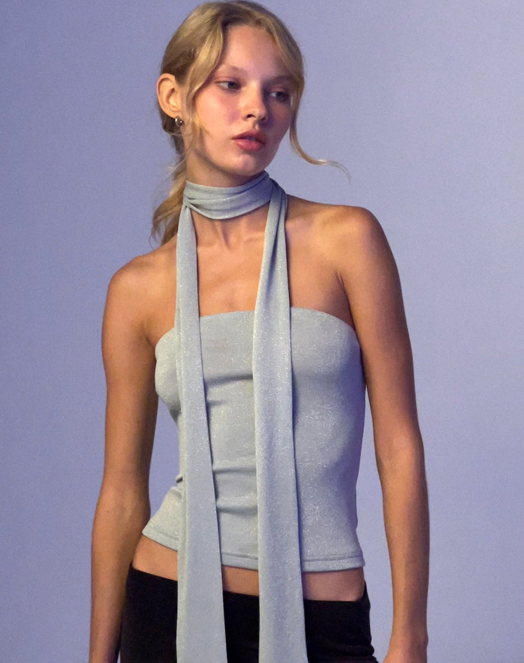 Jeldia Bandeau Top en Sjaal Set in Zilver