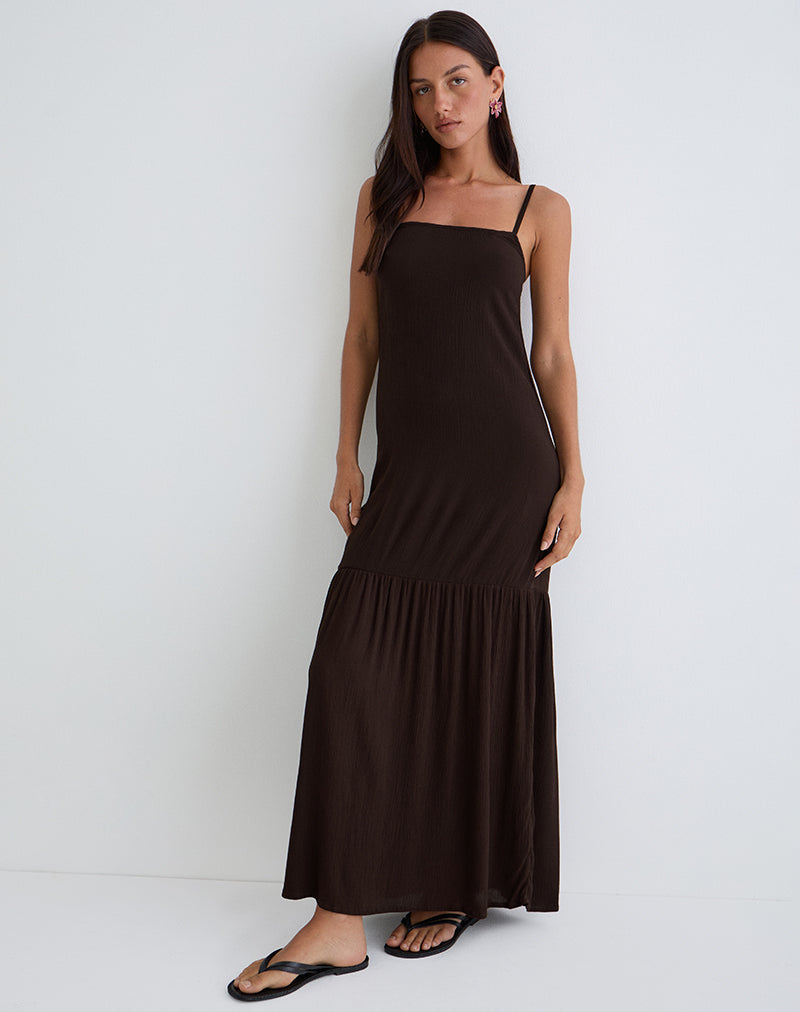 Afbeelding van Jenesis Maxi Dress in Crinkle Bitter Chocolate
