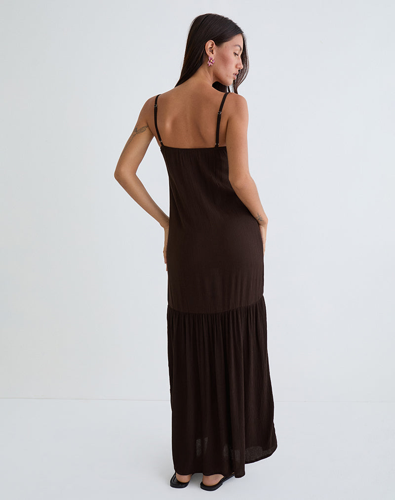 Afbeelding van Jenesis Maxi Dress in Crinkle Bitter Chocolate