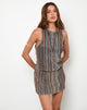 Afbeelding van Jhani Mini Dress in Shimmer Plisse Blue and Brown
