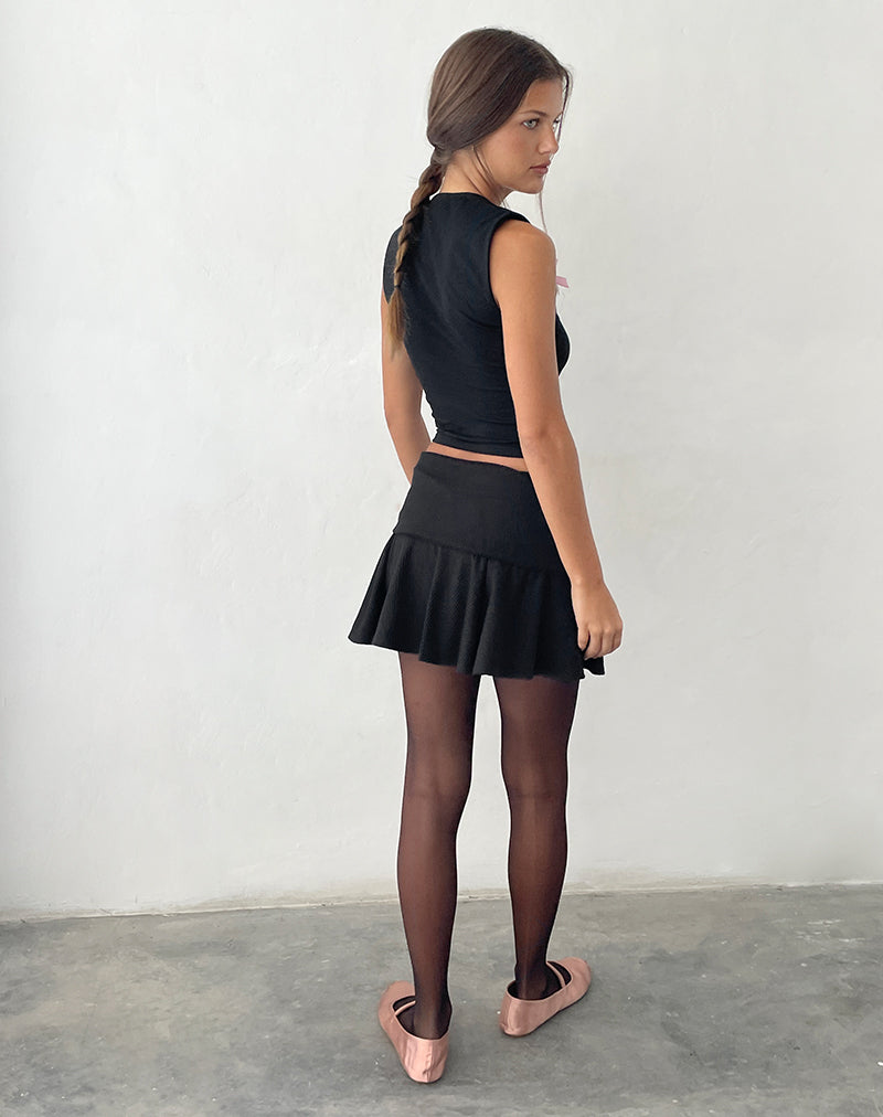 Afbeelding van Jiniso Crop top in zwart met roze strikken